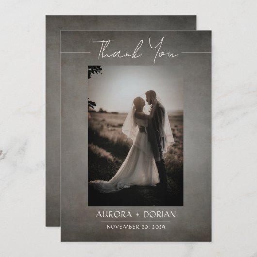 Minimale verontruste trouwfoto dank u kaart (Voorkant / Achterkant)