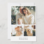 Minimale verticale 3-fotovakantiekaart feestdagenkaart (Voorkant)