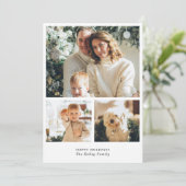 Minimale verticale 3-fotovakantiekaart feestdagenkaart (Staand voorkant)