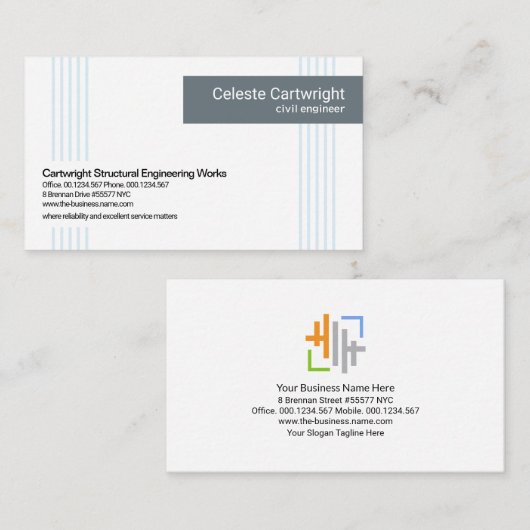 Minimale verticale lijnpatroontechniek visitekaartje (Voorkant / Achterkant)