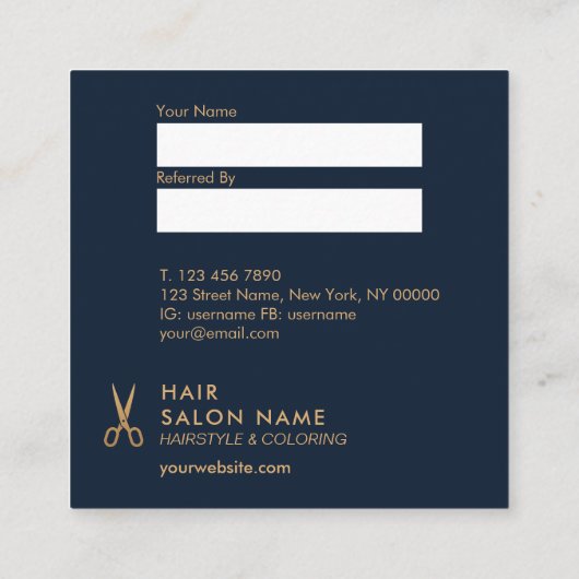 Minimale verwijzingskaart voor de haar Stylist Squ Vierkante Visitekaartje (Achterkant)