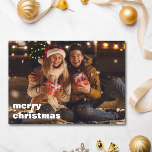 Minimale Vet Foto-overlay Aangepaste Letter Kerstm Feestdagenkaart