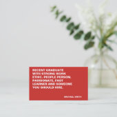 Minimale Vet Grote Citaat Visitekaartje (Staand voorkant)