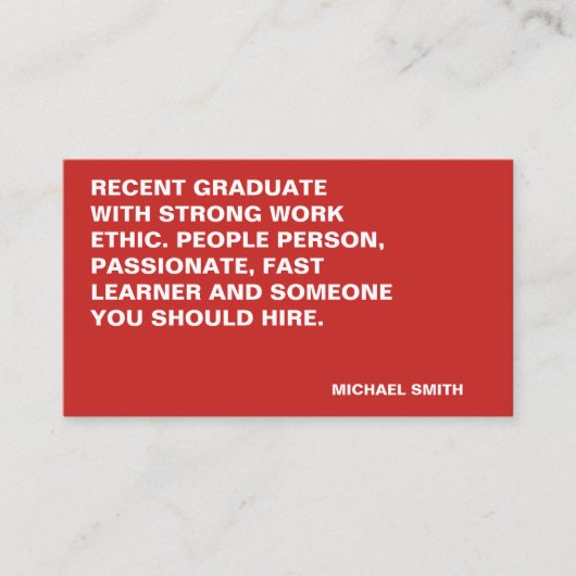 Minimale Vet Grote Citaat Visitekaartje (Voorkant)