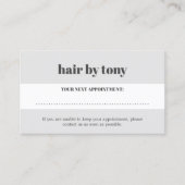 Minimale Vet Licht Grijs Wit Salon Afsprakenkaartje (Voorkant)