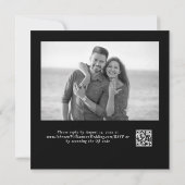 Minimale Vet Vierkant Wit Bloemen Zwart Bruiloft Kaart (Achterkant)