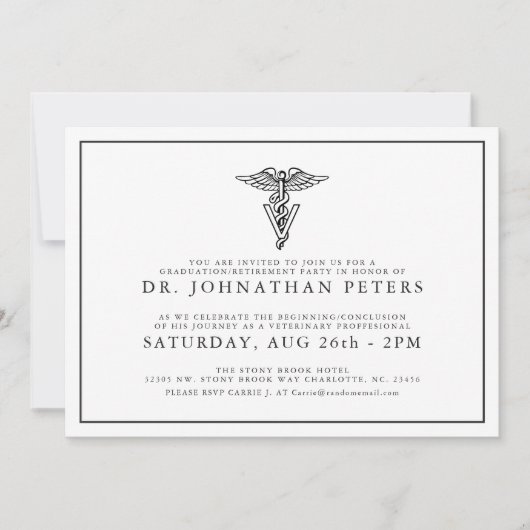 Minimale veterinaire Afstuderen|Uitnodiging tot pe Kaart (Voorkant)