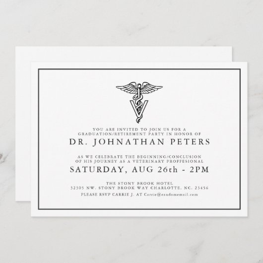 Minimale veterinaire Afstuderen|Uitnodiging tot pe Kaart (Voorkant / Achterkant)