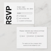 Minimale vetgedrukte letters eenvoudige witte RSVP Informatiekaartje (Voorkant / Achterkant)