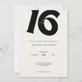 Minimale vetgedrukte typografie Sweet 16-verjaarda Kaart (Voorkant)