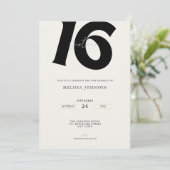Minimale vetgedrukte typografie Sweet 16-verjaarda Kaart (Staand voorkant)