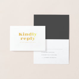 Minimale Vette Gouden Typografie Bruiloft RSVP Folie Kaarten