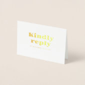 Minimale Vette Gouden Typografie Bruiloft RSVP Folie Kaarten (Voorkant)