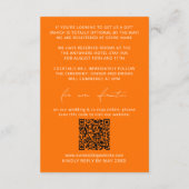 Minimale Vibrant Oranje Details Kaart & RSVP QR Co (Achterkant)