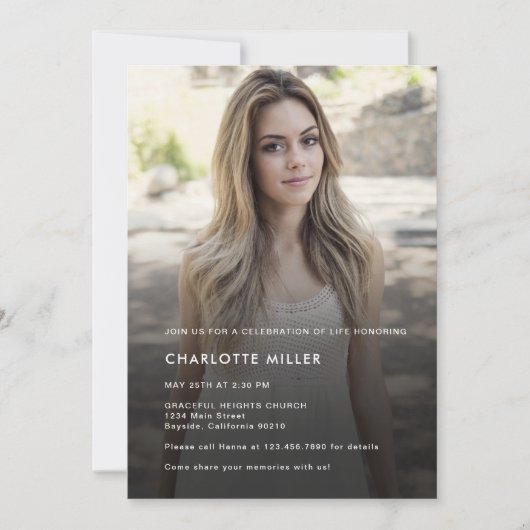 Minimale viering van de begrafenisfoto van het lev kaart (Voorkant)