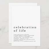 Minimale viering van de Luncheon Kaart (Voorkant / Achterkant)