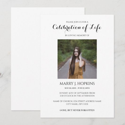 Minimale viering van de uitnodiging voor een leven (Voorkant / Achterkant)