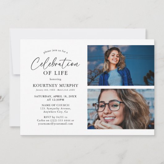 Minimale viering van het leven 2 x foto kaart (Voorkant)