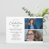 Minimale viering van het leven 2 x foto kaart (Staand voorkant)