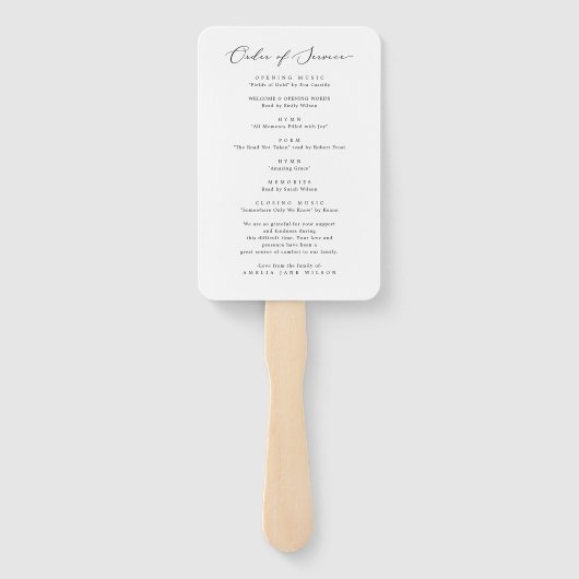 Minimale viering van het leven Foto begrafenismonu Handwaaier (Achterkant)