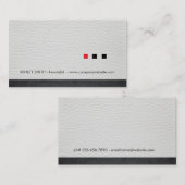 Minimale vierkant witte leder zwarte trim visitekaartje (Voorkant / Achterkant)