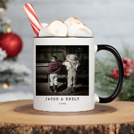 Minimale Vintage één foto gepersonaliseerde kerst Koffiemok