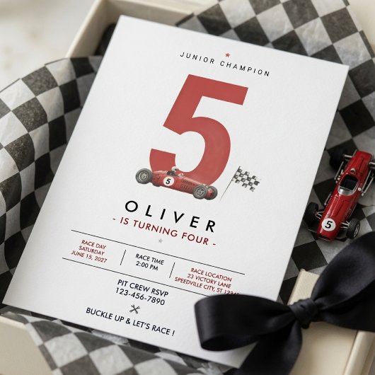 Minimale Vintage Formule Raceauto 5e Verjaardag  Kaart