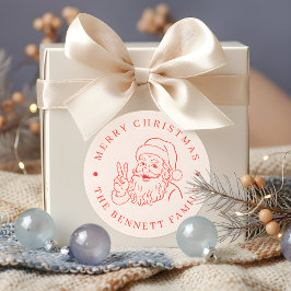 Minimale Vintage Kerstman Prettig Kerstfeest Ronde Sticker