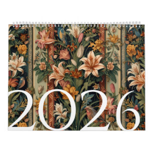 Minimale Vintage Lelie Vogel Elegante Antiek Kalender