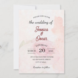 Minimale vintage roze roos trouw uitnodiging