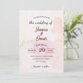 Minimale vintage roze roos trouw uitnodiging (Staand voorkant)