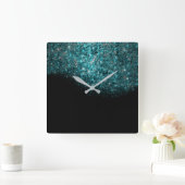 Minimale Vip Zwart Blauw Saffier Blauw Turquoise Vierkante Klok (Huis)