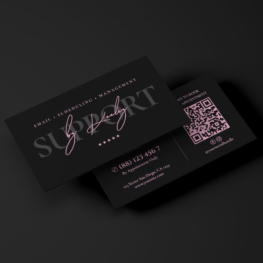 Minimale virtuele assistent Roze Zwart Executive Visitekaartje
