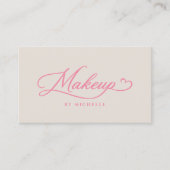 Minimale Visagist Roze Zand Script Visitekaartje (Voorkant)