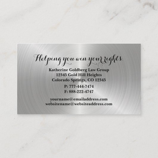 Minimale Visitekaartje voor Silver en Gold Attorne (Achterkant)