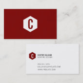 Minimale visitekaartjes met rode hexagon monogramm (Voorkant / Achterkant)