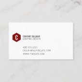 Minimale visitekaartjes met rode hexagon monogramm (Achterkant)