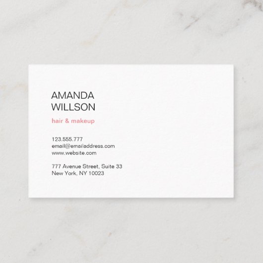 Minimale Visitekaartjes voor uw beroep (Achterkant)