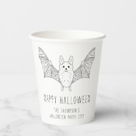 Minimale vleermuislijn kunst aangepaste Halloween- Papieren Bekers