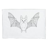 Minimale vleermuislijnkunst met open vleugels Hall Kussensloop (Voorkant)