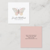 Minimale vlinder blush roze Waterverf Vierkante Visitekaartje (Voorkant / Achterkant)