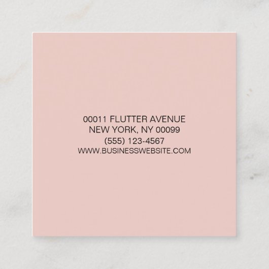 Minimale vlinder blush roze Waterverf Vierkante Visitekaartje (Achterkant)