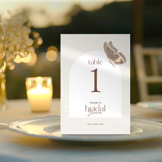 Minimale Vlinder Bruiloft Feest Tafel Nummerkaart Kaart