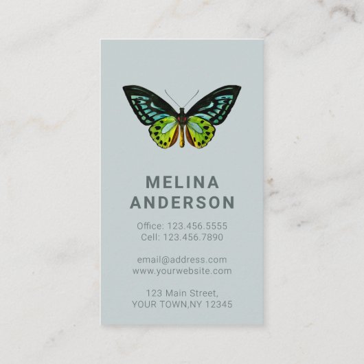 Minimale vlinder elegante schoonheidsas visitekaartje (Achterkant)