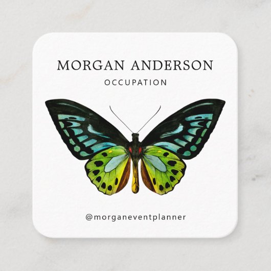 Minimale vlinder QR-code Vierkante Visitekaartje (Voorkant)