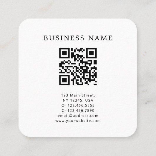 Minimale vlinder QR-code Vierkante Visitekaartje (Achterkant)