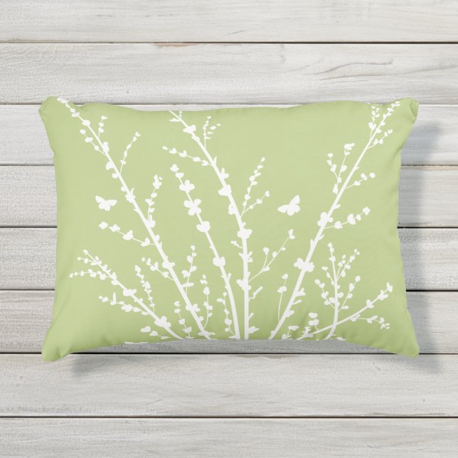 Minimale vlinders en takken aangepaste kleuren buitenkussen (Voorkant)