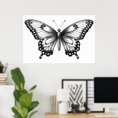 Minimale vlinderschets poster (Thuiskantoor)