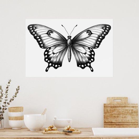 Minimale vlinderschets poster (Keuken)