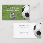 Minimale voetbal bal gras QR-code voetbalcoach Visitekaartje (Voorkant / Achterkant)
